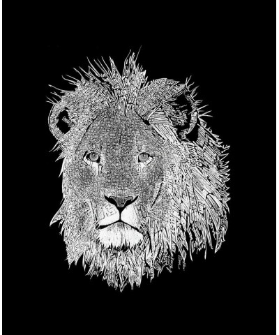 Women's Raglan Word Art Lion T-shirt Black, White $18.04 Tops