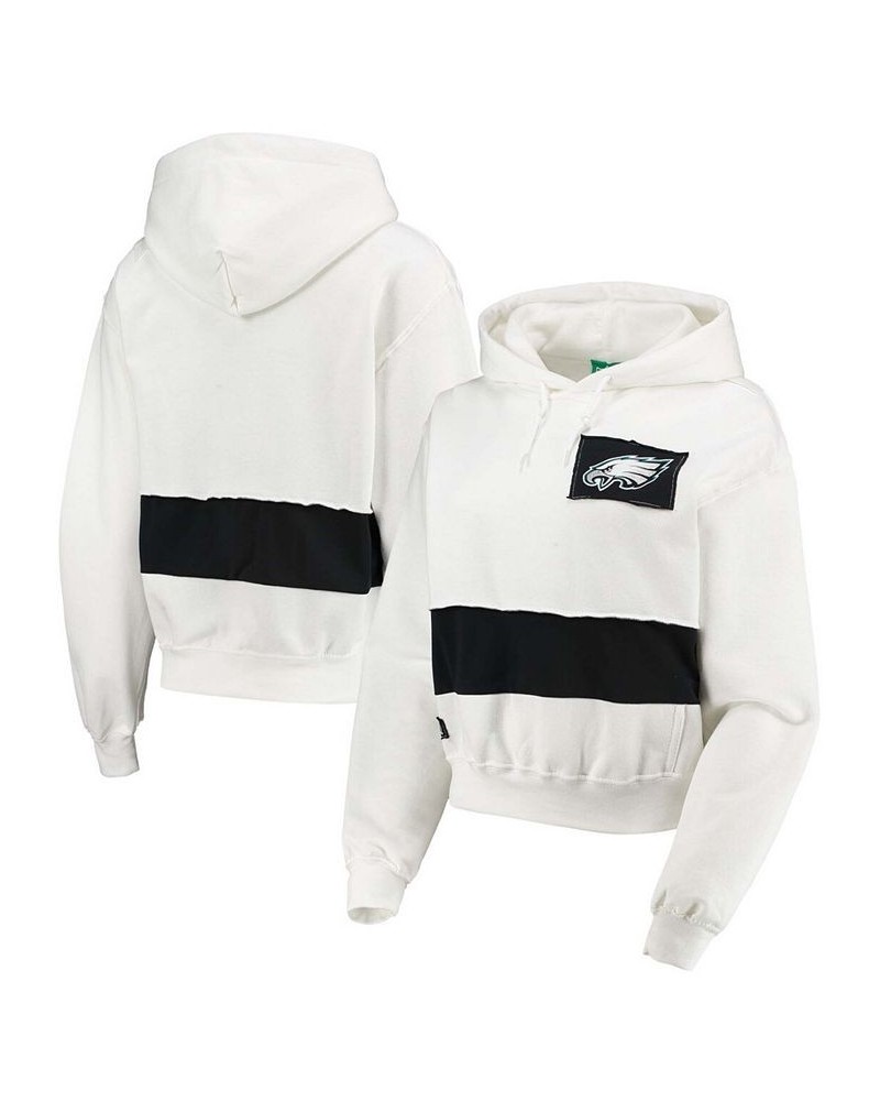 Women's White Philadelphia Eagles Crop Pullover Hoodie White $39.20 Sweatshirts