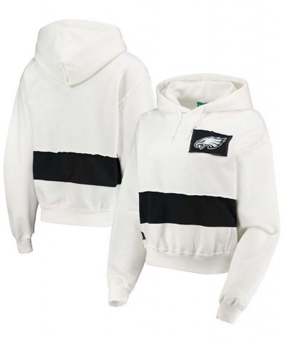 Women's White Philadelphia Eagles Crop Pullover Hoodie White $39.20 Sweatshirts