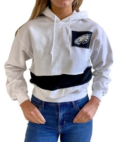 Women's White Philadelphia Eagles Crop Pullover Hoodie White $39.20 Sweatshirts