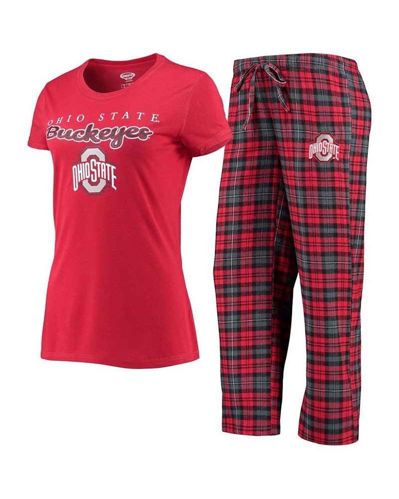 Women's Scarlet Black Ohio State Buckeyes Lodge T-shirt and Flannel Pants Sleep Set Scarlet, Black $34.79 Pajama