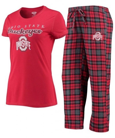 Women's Scarlet Black Ohio State Buckeyes Lodge T-shirt and Flannel Pants Sleep Set Scarlet, Black $34.79 Pajama