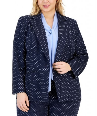 Plus Size Stretch Jacquard Dot-Print Blazer Kasper Navy $33.97 Jackets