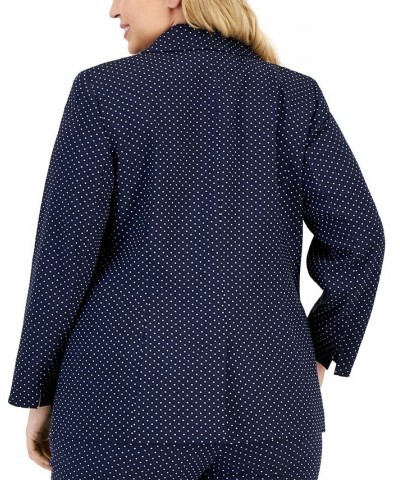 Plus Size Stretch Jacquard Dot-Print Blazer Kasper Navy $33.97 Jackets