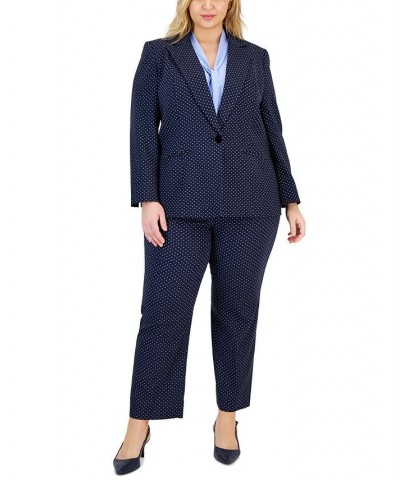 Plus Size Stretch Jacquard Dot-Print Blazer Kasper Navy $33.97 Jackets