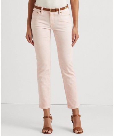 Women's Coated Mid-Rise Straight Ankle Jeans Pink $66.65 Jeans