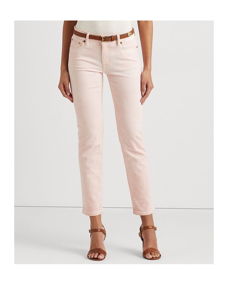 Women's Coated Mid-Rise Straight Ankle Jeans Pink $66.65 Jeans