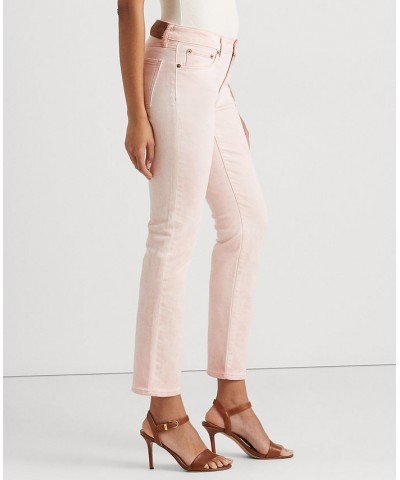 Women's Coated Mid-Rise Straight Ankle Jeans Pink $66.65 Jeans