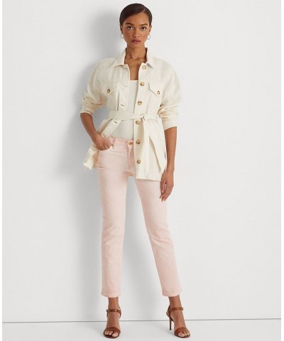 Women's Coated Mid-Rise Straight Ankle Jeans Pink $66.65 Jeans