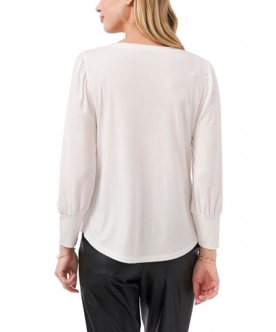 Women's V-Neck Modal Rib Knit Top White $29.67 Tops