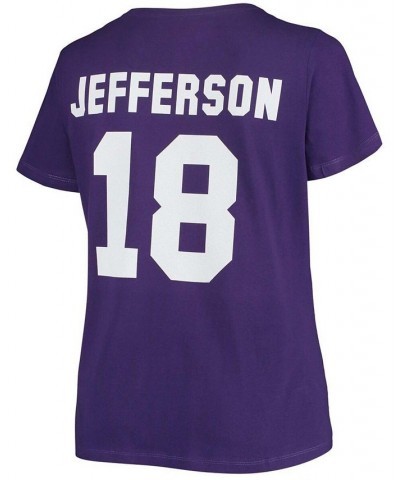 Women's Plus Size Justin Jefferson Purple Minnesota Vikings Name Number V-Neck T-shirt Purple $28.07 Tops