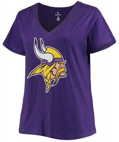 Women's Plus Size Justin Jefferson Purple Minnesota Vikings Name Number V-Neck T-shirt Purple $28.07 Tops