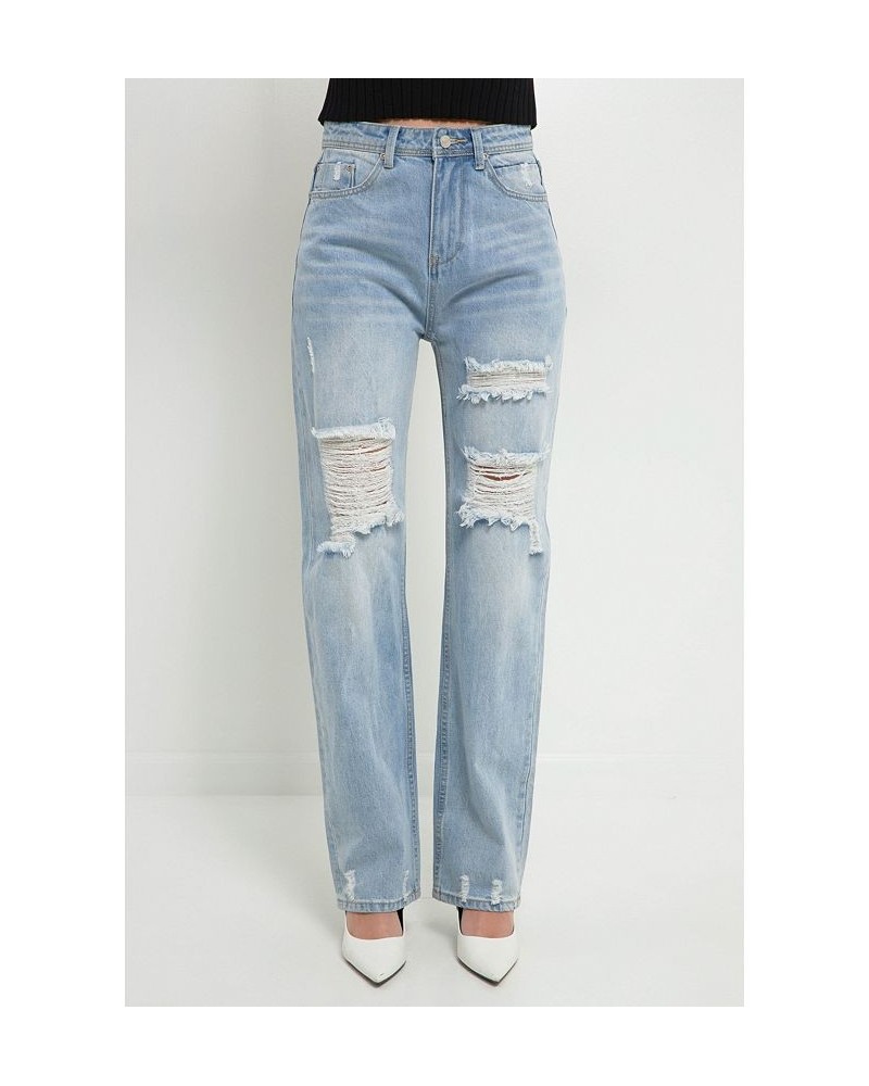 Women's Destroyed Jeans Blue $49.00 Jeans