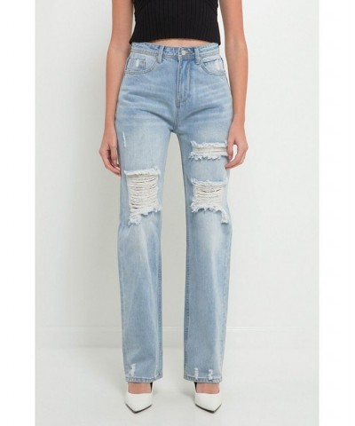 Women's Destroyed Jeans Blue $49.00 Jeans