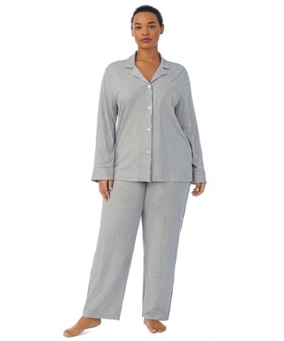 Ralph Lauren Plus Size Long Sleeve and Pant Matching Pajama Set Grey Heather $34.24 Sleepwear