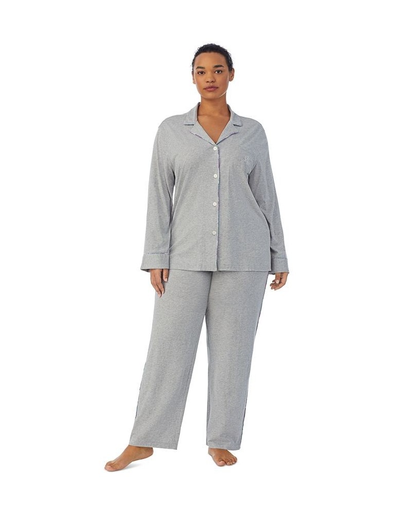 Ralph Lauren Plus Size Long Sleeve and Pant Matching Pajama Set Grey Heather $34.24 Sleepwear