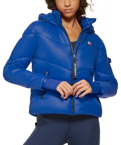 Women's Hooded Puffer Jacket Royal Blue $40.37 Jackets