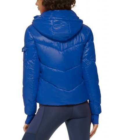 Women's Hooded Puffer Jacket Royal Blue $40.37 Jackets