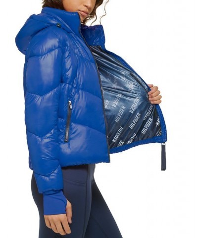 Women's Hooded Puffer Jacket Royal Blue $40.37 Jackets