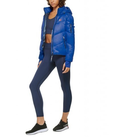 Women's Hooded Puffer Jacket Royal Blue $40.37 Jackets