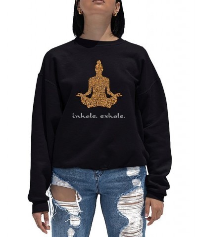 Women's Word Art Crewneck Inhale Exhale Sweatshirt Black $22.00 Tops