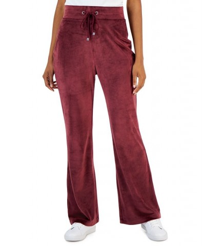 Women's Velour High-Rise Flare-Leg Pants Port $18.66 Pants