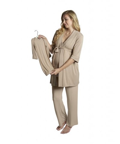 Women's Analise During & After 5-Piece Maternity/Nursing Sleep Set Latte $37.40 Sleepwear