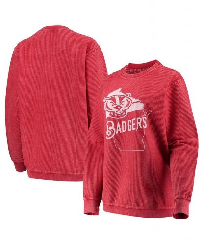 Women's Red Wisconsin Badgers Comfy Cord Corduroy Crewneck Sweatshirt Red $34.40 Sweatshirts