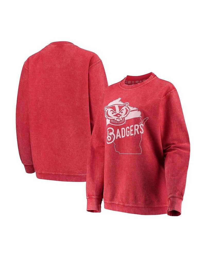 Women's Red Wisconsin Badgers Comfy Cord Corduroy Crewneck Sweatshirt Red $34.40 Sweatshirts