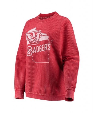 Women's Red Wisconsin Badgers Comfy Cord Corduroy Crewneck Sweatshirt Red $34.40 Sweatshirts