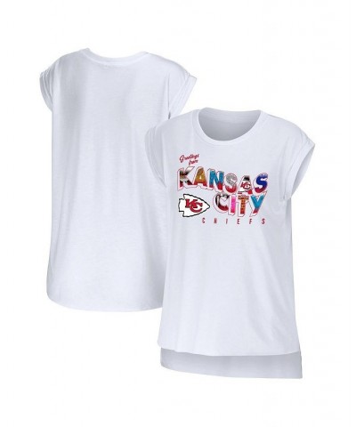 Women's White Kansas City Chiefs Greetings From Muscle T-shirt White $28.49 Tops