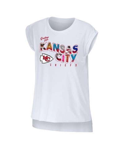 Women's White Kansas City Chiefs Greetings From Muscle T-shirt White $28.49 Tops