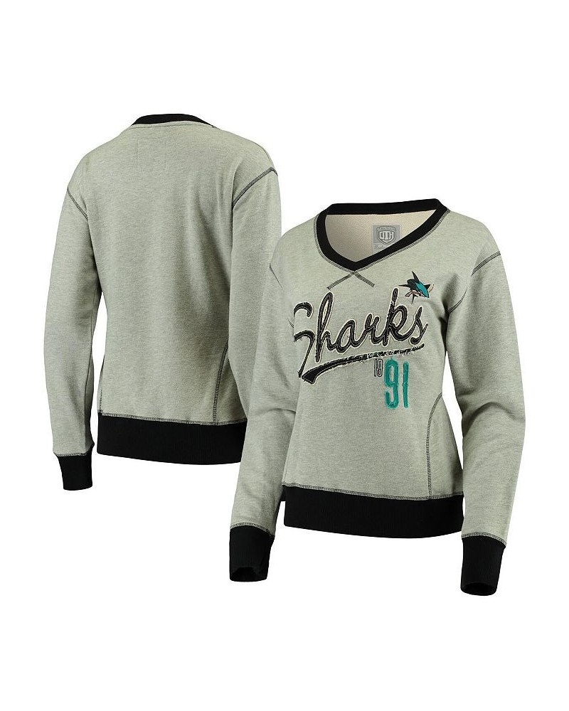 Women's Gray San Jose Sharks Nideau V-Neck Pullover Sweatshirt Gray $42.00 Sweatshirts