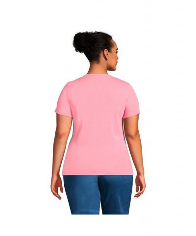 Women's Plus Size Cotton Rib Short Sleeve Crewneck T-shirt Salt washed pink $18.43 Tops