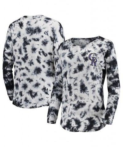 Women's Black Colorado Rockies Tie-Dye Long Sleeve T-shirt Black $30.77 Tops