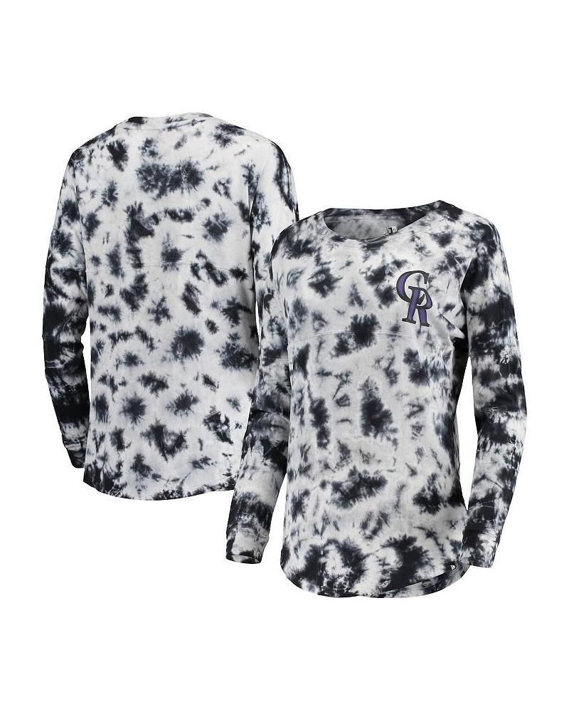 Women's Black Colorado Rockies Tie-Dye Long Sleeve T-shirt Black $30.77 Tops