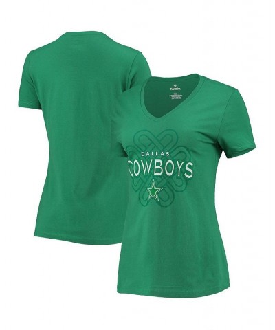 Women's Branded Kelly Green Dallas Cowboys Celtic Knot Logo V-Neck T-shirt Kelly Green $22.03 Tops