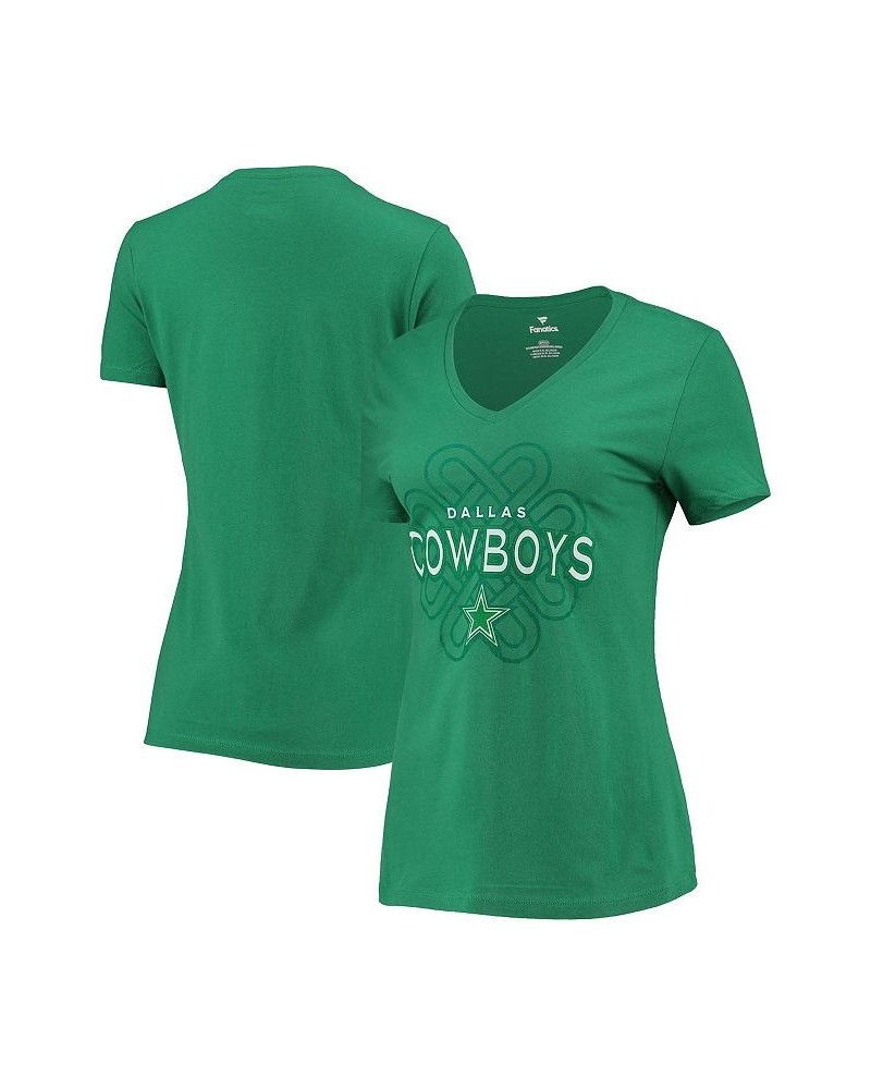 Women's Branded Kelly Green Dallas Cowboys Celtic Knot Logo V-Neck T-shirt Kelly Green $22.03 Tops