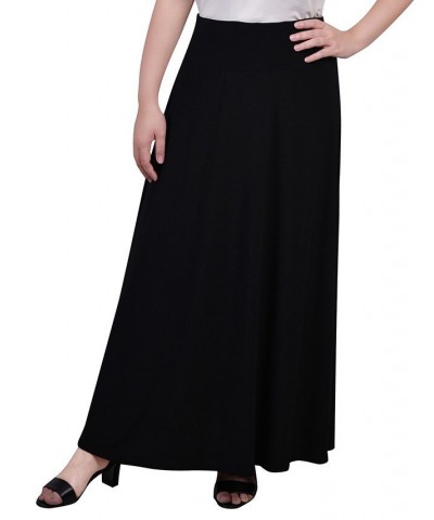Women's Maxi A-Line Skirt with Front Faux Belt and Ring Detail Black $17.60 Skirts