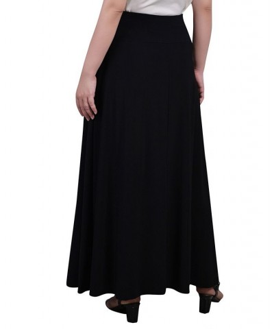 Women's Maxi A-Line Skirt with Front Faux Belt and Ring Detail Black $17.60 Skirts