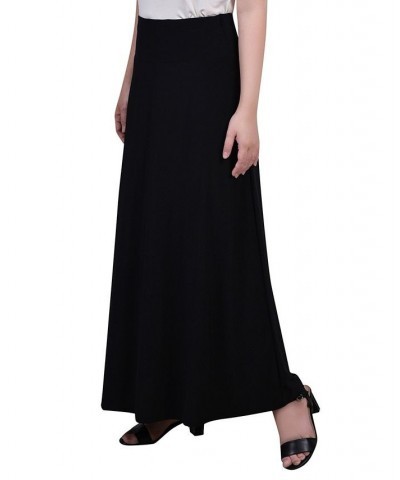 Women's Maxi A-Line Skirt with Front Faux Belt and Ring Detail Black $17.60 Skirts