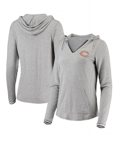Women's Heathered Gray Chicago Bears Warm-Up Tri-Blend Hoodie Long Sleeve V-Neck T-shirt Heathered Gray $30.10 Tops