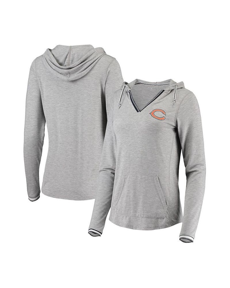 Women's Heathered Gray Chicago Bears Warm-Up Tri-Blend Hoodie Long Sleeve V-Neck T-shirt Heathered Gray $30.10 Tops