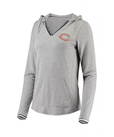 Women's Heathered Gray Chicago Bears Warm-Up Tri-Blend Hoodie Long Sleeve V-Neck T-shirt Heathered Gray $30.10 Tops