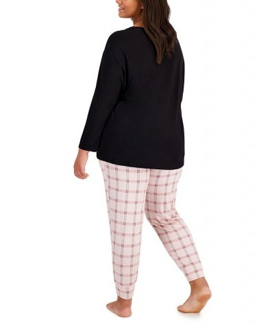 Plus Size Long-Sleeve Jersey Sleep Top Black $12.79 Sleepwear