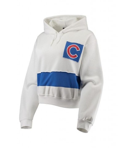 Women's White and Royal Chicago Cubs Cropped Pullover Hoodie White, Royal $38.99 Sweatshirts