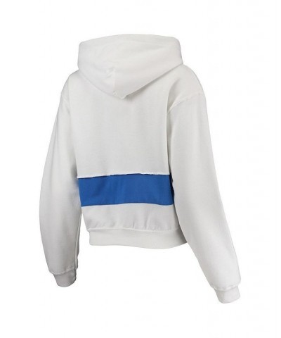 Women's White and Royal Chicago Cubs Cropped Pullover Hoodie White, Royal $38.99 Sweatshirts