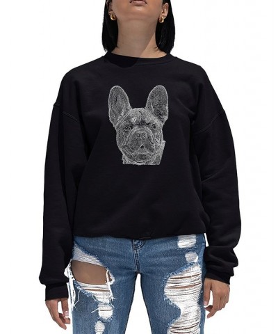 Women's Word Art Crewneck French Bulldog Sweatshirt Black $24.00 Tops