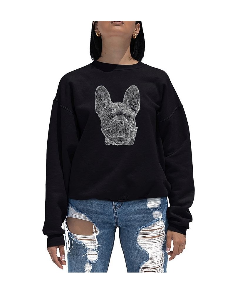 Women's Word Art Crewneck French Bulldog Sweatshirt Black $24.00 Tops