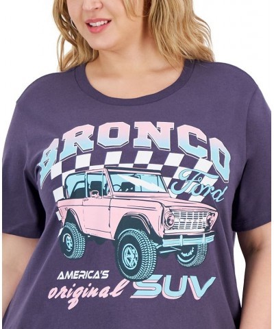 Trendy Plus Size Bronco Checker Graphic T-Shirt Graystone $23.40 Tops